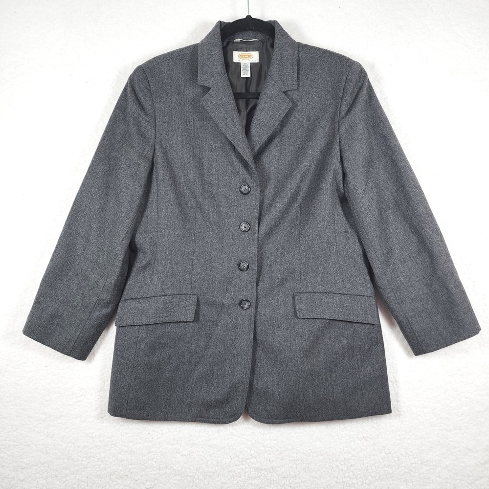 Vintage Talbots Petites Women's Italian Wool Blazer Sz 12 Gray Classic Old Money